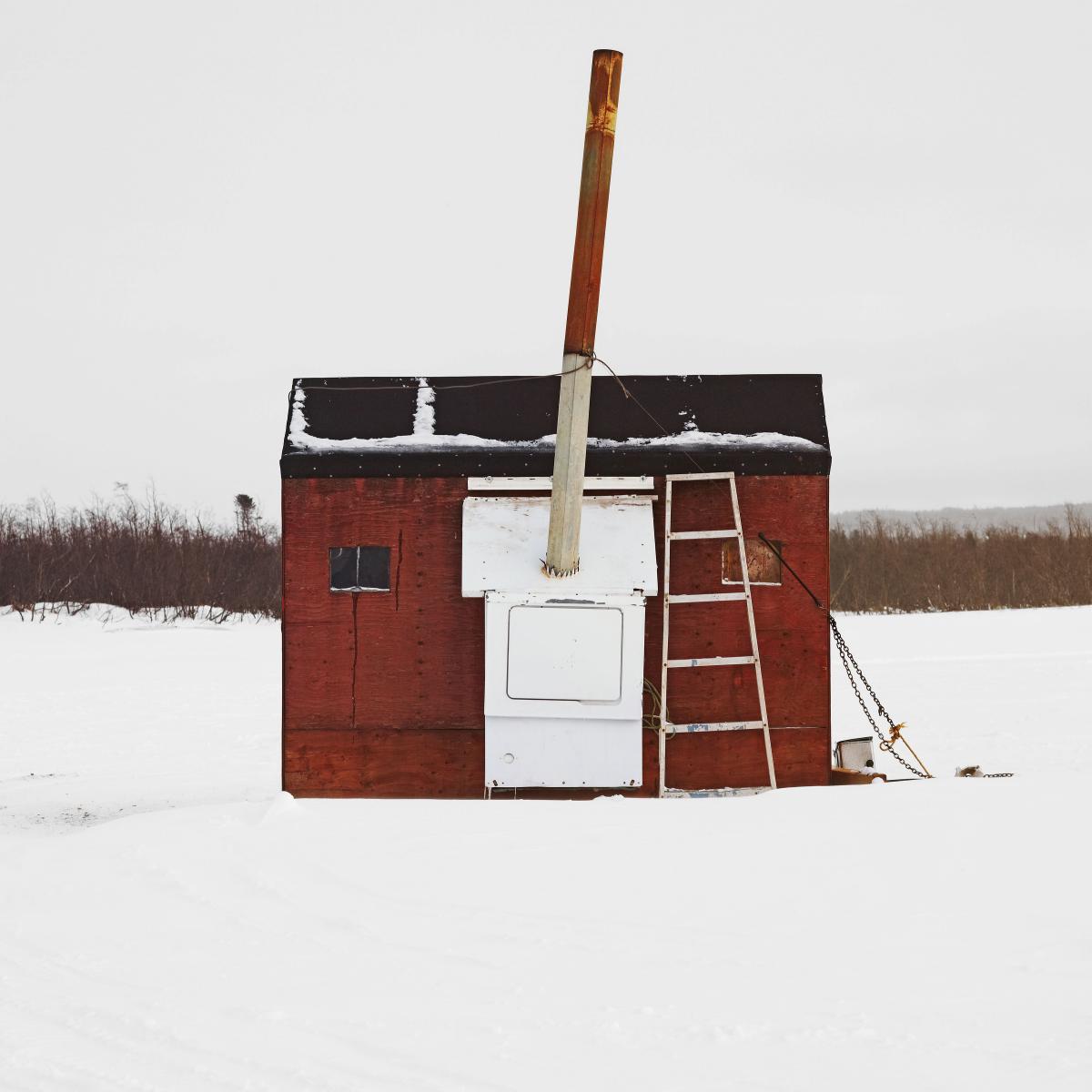 Ice Shanty with Homemade Wood stove 